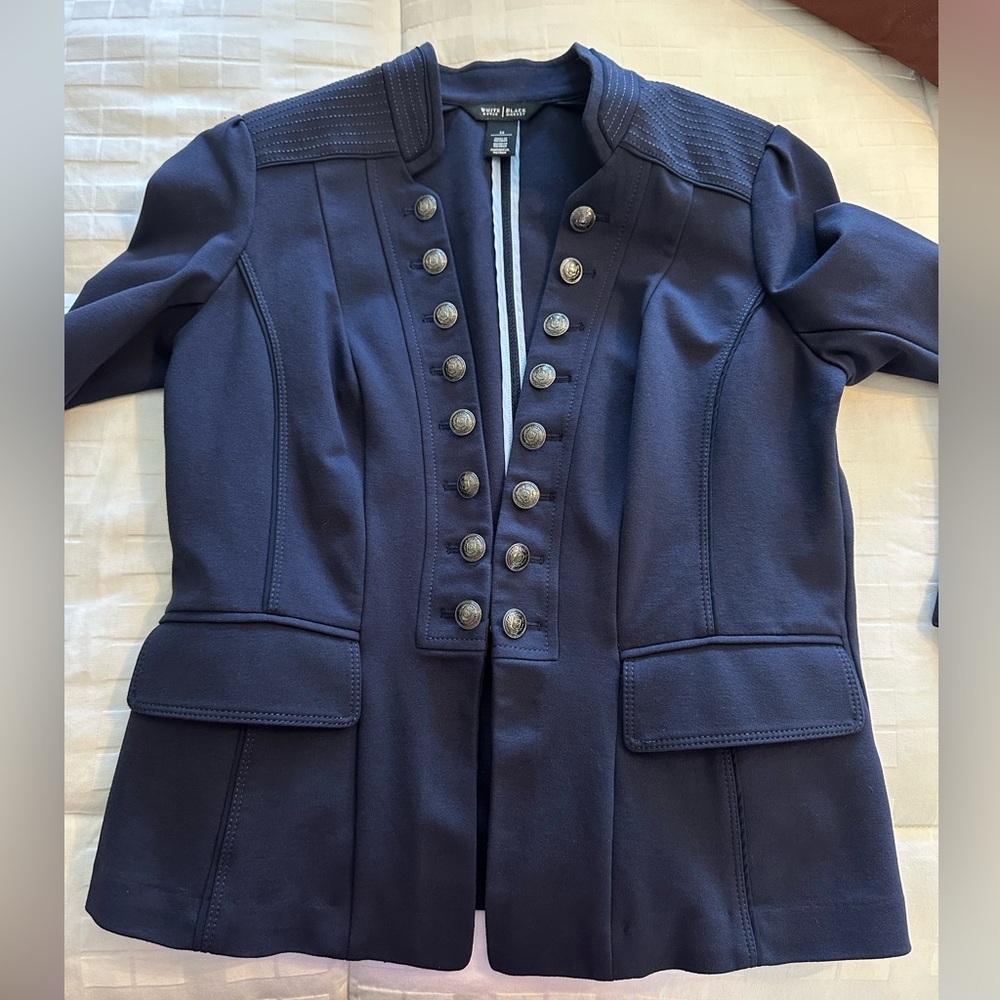 White House Black Market Dark Blue Military Blazer - Picture 4 of 13